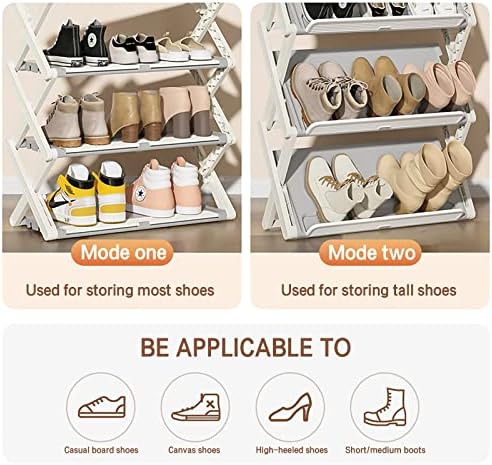 Решетката за чевли за плакарот 4-ниво што може да се склопи тесен за складирање на чевли пластика бесплатно стоење на полица за чевли
