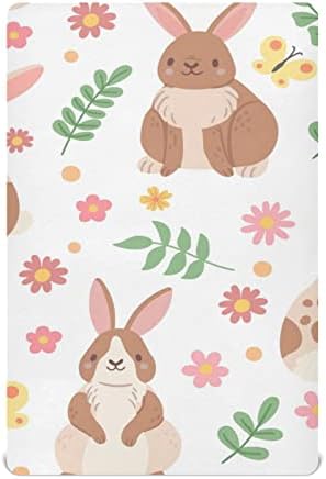 Плејард за зајаци Moudou за момчиња девојки, мек за дишење, вграден лист за дете за стандарден душек за постелнина, 39 x 27 x 5 инчи