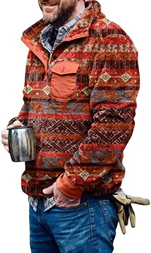 Пуловер Џемпери За Мажи Долги Ракави Топли Ацтечки Џемпери Врвови Удобни Топли Џемпери Дуксер За Мажи Зима