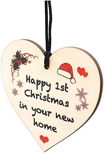 Среќен Прв Божиќ Во Нова Домашна Куќа Божиќни Подароци Картичка За Пријатели Новогодишна Елка Декорација За Нова Куќа Срце Пријателство