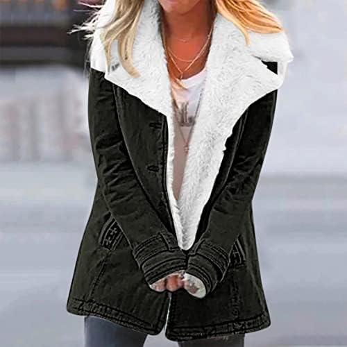 Палта за жени, зимски палта за жени плус големина на руно јакна волна топла задебели џебови од палто