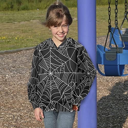 Plaaee момчиња девојчиња руно џемпер за џемпери за Ноќта на вештерките веб -деца со качулка со качулка со џеб xxs