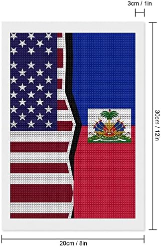 Американско и хаити знаме Декоративни комплети за сликање на дијаманти смешни 5д DIY целосна вежба дијамантски точки слики дома декор 8 x12