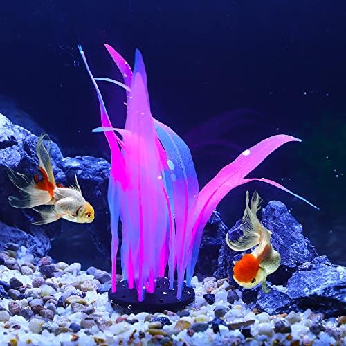 Vocoste мека силиконска блескава водна вештачка алги, флуоресцентен аквариум алги за декорација на резервоарот за риби, розова