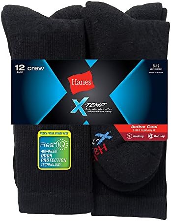Mens Freshiq X-Temp Активни ладни чорапи со екипаж 12-пакувања -6-12