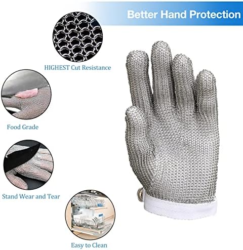 Caprihom исечена отпорна ракавица од не'рѓосувачки челик, ракавица за ракавици за ракавици за сечење на ракавици за безбедност на месар