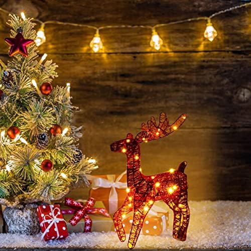 Божиќни украси ковано железо елен Божиќ елени блескави елени домашни забави Божиќни украси Надворешни украси мини елени Божиќни