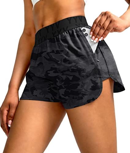Shortsенски шорцеви за женски YYV со џебови со патенти, брзо суво еластична лента за половината, атлетски салата за жени со
