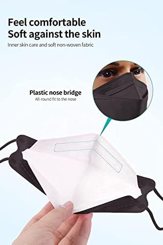 Маска од 50 парчиња KF94, 3Д маски од типот на риба за возрасни, заштитен маска за штит за лице 4 слој со прилагодлив клип за нос