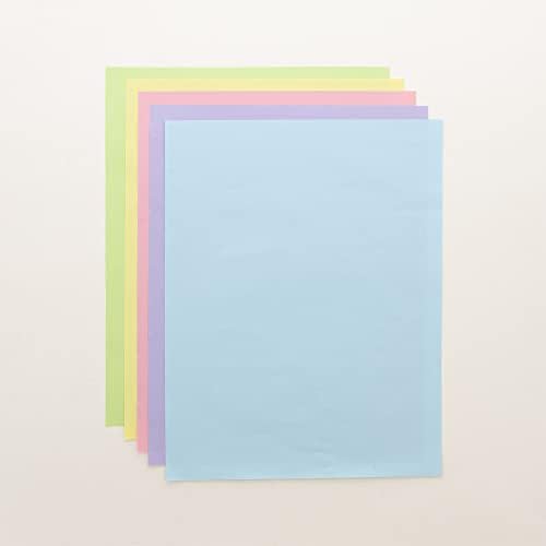 Базички 100 листови пастелна боја повеќенаменска хартија 8,5 x11, обоена копирање хартија за копирање факс ласерско печатење за канцелариско
