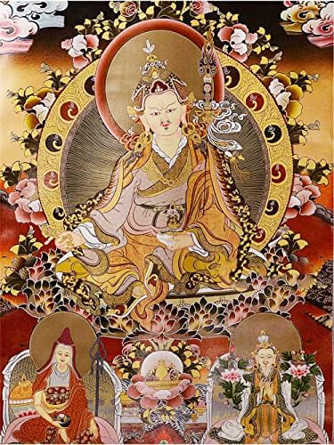 Ганданра Три форми на Гуру Ринпоче, Падмамбабава, Лотус Роден, Тибетан Танга сликарска уметност, будистичка брокада на Танга, Буда
