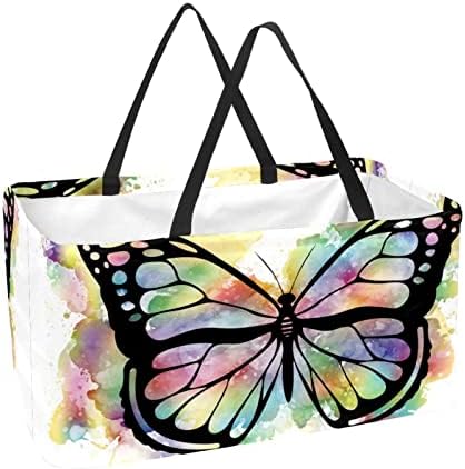 Кошар за еднократно шопинг боја во боја на пеперутка преносна виткање пикник намирници кеси за перење алишта за купување торба за торба за купување тота
