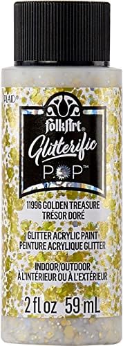 Folkart Glitterific Pop Acrylic Craft Paint, Golden Treasure 2 fl Oz Premium Glitter Finish Paint, совршена за лесна за примена на