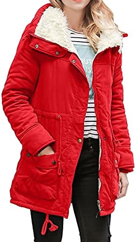 Prdecexlu Долг ракав палто женски со аспиратор за патување зимска мода удобност со џебови палто лабава фитинг цврста лаптоп