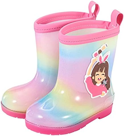 Детски чизми за дожд за девојчиња чевли за мали деца за дождливи денови гума слатки девојки печатени со лесни рачки за чевли од желе