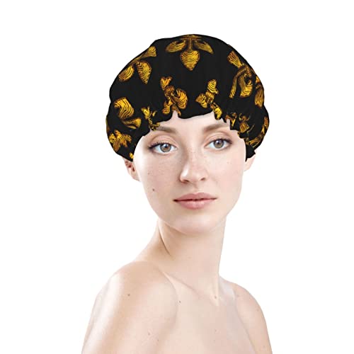 Womenените што можат да се користат затегнати капа за коса, Мари Флеур де Лис Двојни слоеви водоотпорна капа за бања за туширање