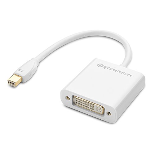 Кабелски работи Mini DisplayPort до DVI адаптерот во бело - Thunderbolt и Thunderbolt 2 порта компатибилен