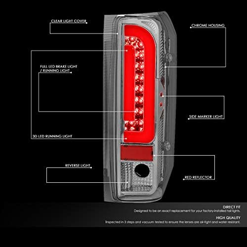 DNA MOTORING TL-F15094-LED-3D-BK-SM LED 3d Опашка Светлина Собранието Возачот &засилувач; Патнички Страна [Компатибилен со 90-96 Ford
