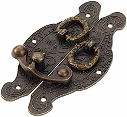 Llryn антички месинг дрвен кутија HASP гроздобер декоративен накит кутија за подароци за кутии HASP мебел за кука за кука за заклучување заклучување