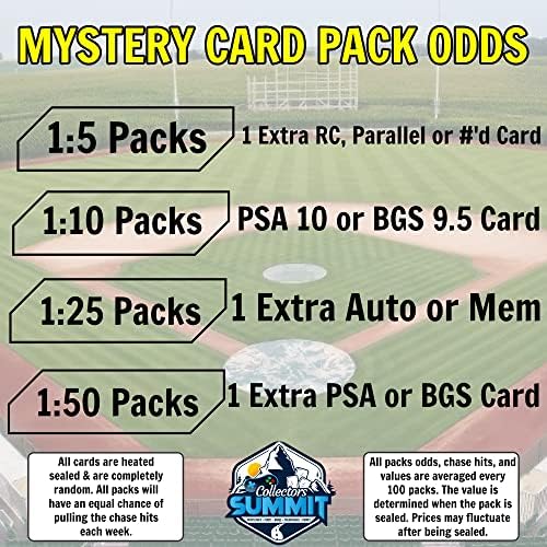 Самит на колекционери MLB Baseball оценета мистерија пакет | Содржи 3 карти | 1 оценета картичка PSA или BGS | 1 авто или мем | 1 RC,
