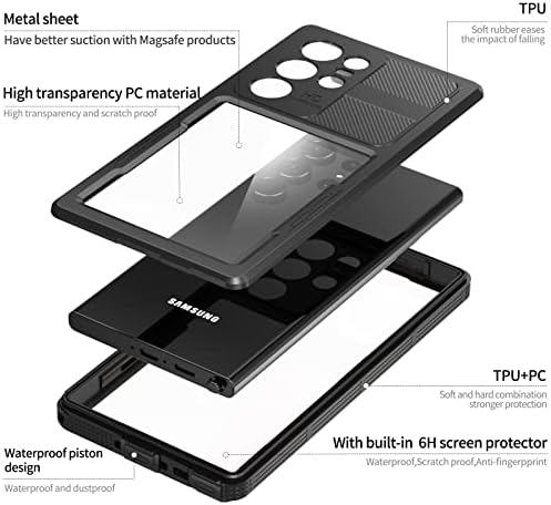 Samsung Galaxy S23 Ултра Случај Водоотпорен Со Вграден Заштитник На Екранот, Тежок Капак За Заштита На Целото Тело, Отпорен На