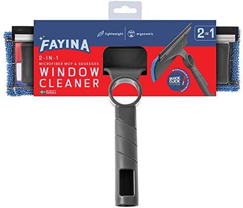 Fayina Premium 2-во-1 чистач за прозорец со трајно скрипта и микрофибер подлога од 12 инчи