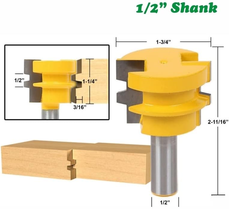 Jrenbox рутер битови 1 pc 12mm 12,7 mm Shank 1/2 инчен лепак зглоб рутер бит тенонски секач за мелење за реверзибилно дрво за обработка