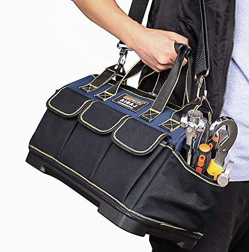Airaj 18 -инчен торба со алатки, двојна водоотпорна ткаенина голема торба со алатка со мека рачка со рачка и прилагодлива лента за рамената,