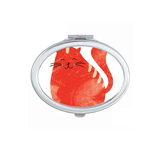 Портокалова прашка масна мачка со животински акварел огледало Преносен преклопен шминка со двојни странични очила