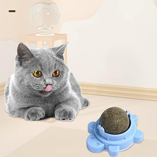 Surakey catnip топки природен лист од нане ротирачки интерактивни 3 парчиња желка форма мачки играчки заби чистење мачки играчки