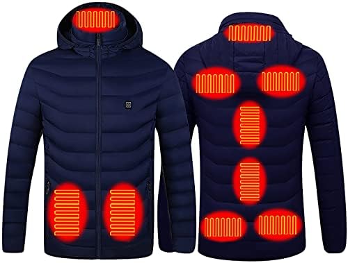 Зимски палта за мажи ново надградена контрола 9 грејно елек Константна температура Интелигентни јакни за греење на палто за мажи