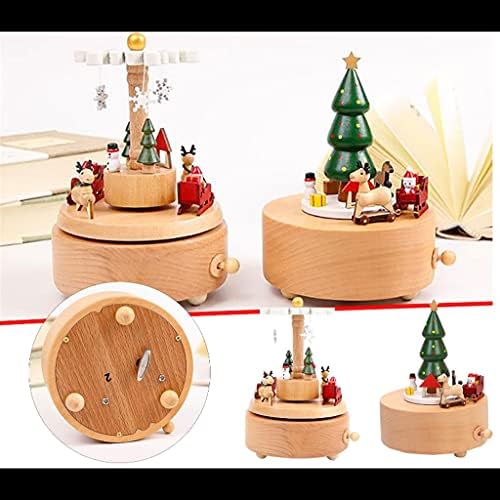 UXZDX Дрвена музичка кутија Божиќна забава Божиќно дрво Карусел музички кутии Подарок Божиќ (Боја: Б, големина