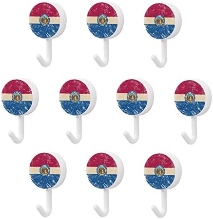Државен државен Flag2 Leadsive Hooks сет од 10 тркалезни пластични куки без куки за wallидови за нокти за кујнска бања домашна канцеларија