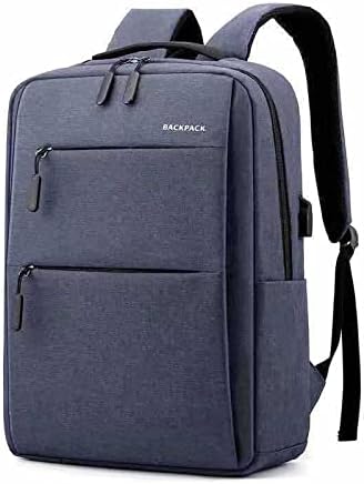 Бизнис торба УСБ за полнење торба за училишна торба Патување водоотпорен лаптоп торба ранец, сина