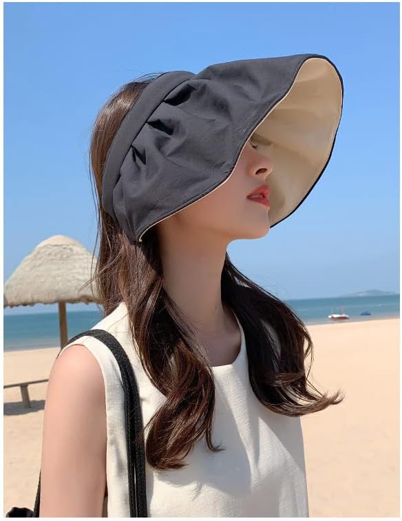 2 во 1 Сонце визир капи за глави за жени лето широко распространетост на плажа капи на отворено upf 50+ сонце капа