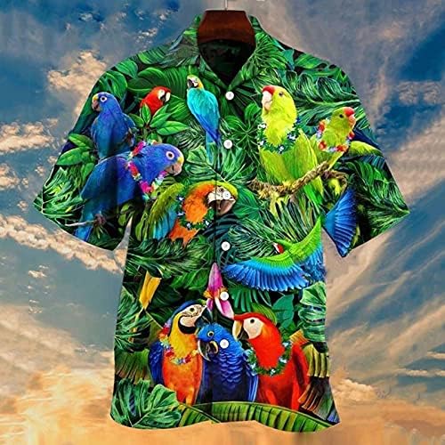 Ubst 2022 Нови кошули на Хавајски хавајски, летни кратки ракави Тропски палма за печатење алоха врвови копче надолу по кошулата на плажа