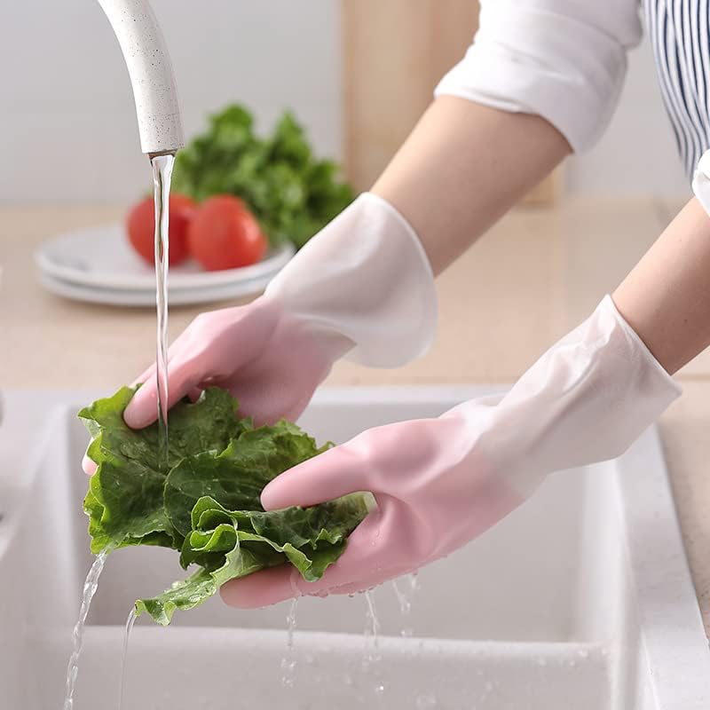 Ракавици за домаќинство кујна со двојна боја чистење облека за миење садови водоотпорна гумени ракавици за домаќинство против лизгање