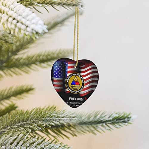 Втора оклопна дивизија ветеран Божиќни украси срце керамички виси украси за украси