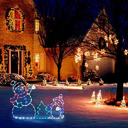 Активна лесна низа рамка Декор за одмор забава Божиќна надворешна градина снег блескав декоративен знак анимиран снежни топки светло низа