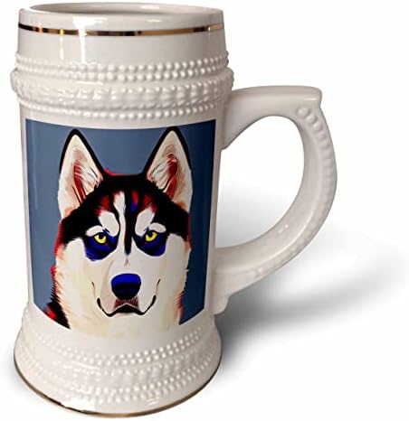 3dRose Прекрасни сибирски хаски куче портрет на сиво-сини дигитални. - 22оз Штајн Кригла