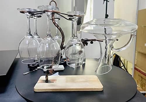 Rakute 6 куки држач за метална чаша за вино, стојат исправен табела за складирање на масички за складирање, мултифункционална кујна бар декорација
