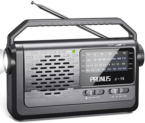 【2023 година Надградба】 Prunus J15 Protable Radio AM FM Shortwave Radio со најдобар прием, фенерче, приклучок за слушалки, радио со батерии или