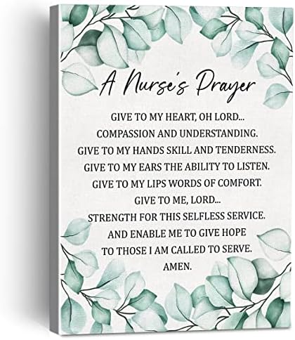 Инспиративен цитат за молитва на медицинска сестра, платно, врамен wallиден уметнички декор за домашна канцеларија, медицинска сестра плака за печатење декоративен