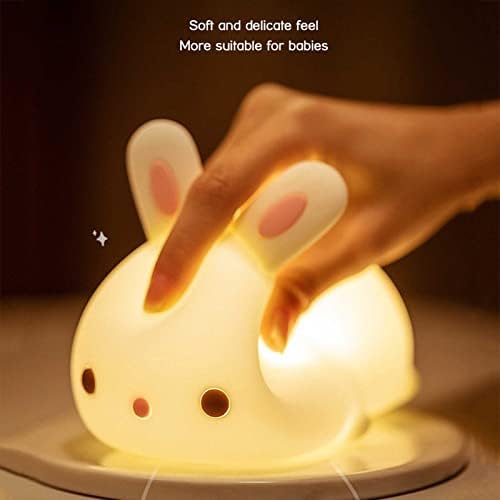 Xianfei Animal Silicone Night Light со сензор за допир и 10H Timmer, пополнување на шарени светла за зајаче Паипаи, најдобри подароци за деца,