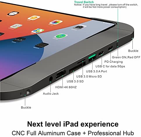 УСБ Ц Хаб Случај за iPad Pro 11 Инчи 2018-2022 iPad Air 4/5 10,9 Инчи, 7 во 1 Мултипорт Адаптер Од Алуминиумска Легура СО 4K HDMI,