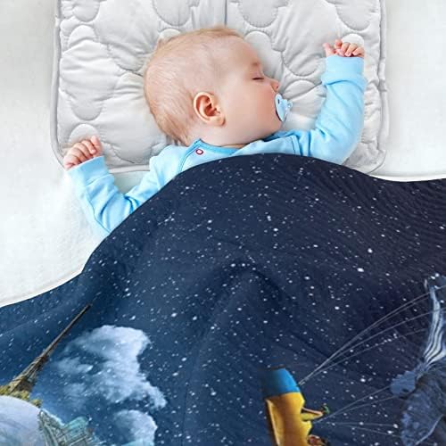 Кит летање унисекс меки бебе ќебе за креветчето за креветчето за дневно згрижување со густ и мек материјал нејасно ќебе за шетач за патување