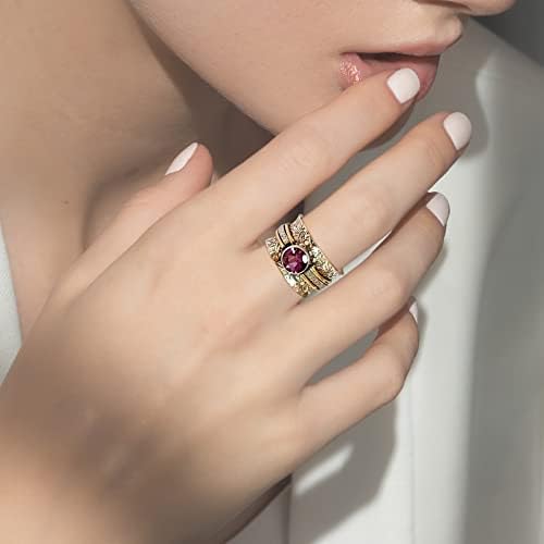 Сребрен прстен сет прилагодлив боемски накит прстен прстен за медитација подарок аметист шема прстенен прстен за срцев јазол