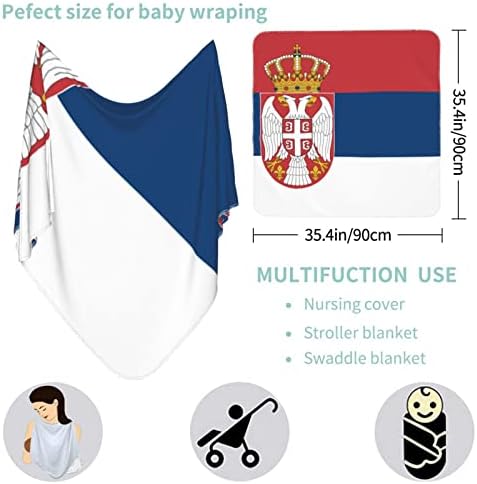 Бебе ќебе со српско знаме кое прима ќебе за обвивка за покривање на новороденчиња за новороденчиња