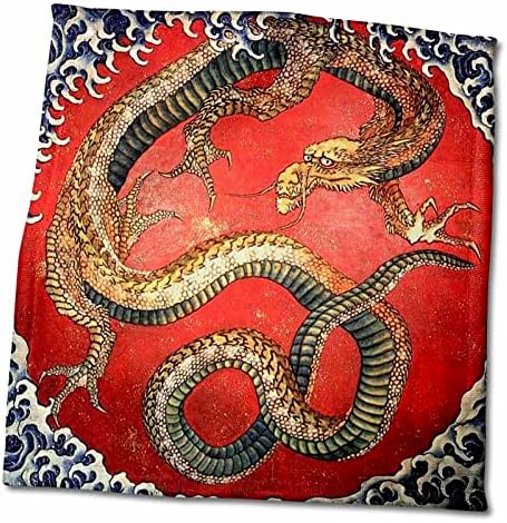 3drose Слика на познато јапонско сликарство на змејот крпа, 15 x 22, бело