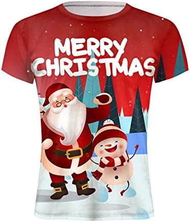 Божиќни кошули на Wybaxz за мажи Есен зимски случајни кратки ракави Божиќ 3Д печатени маици модна врвна блуза